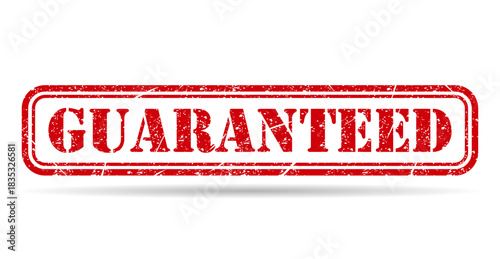 Guaranteed stamp shadow symbol, label sticker sign button, text banner vector illustration .