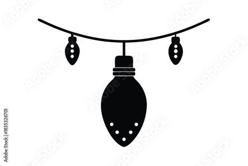 hanging christmas light vector icon silhouette ill