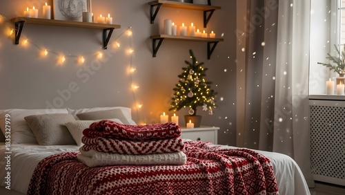 living room with christmas decorations