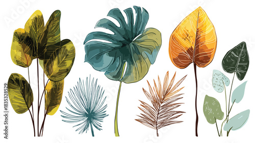 Vivid Collection of Unique Plants with Distinct Leaves for Creative Projects