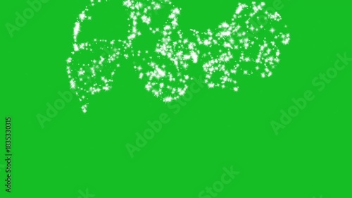 2026 with white glitter sparkles effect on green screen background