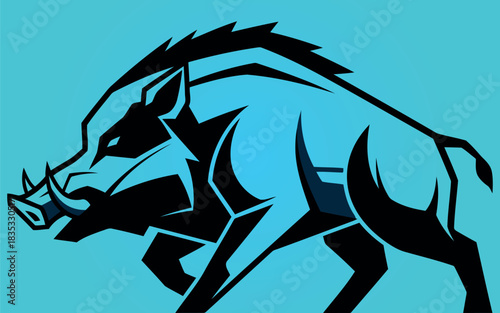 Detailed illustration of a wild boar in vector format