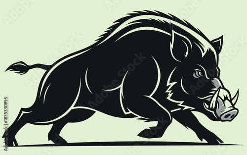 Detailed illustration of a wild boar in vector format