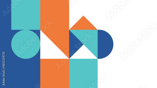 Modern geometric composition with vibrant shapes creates a bold, eye-catching abstract design for contemporary projects