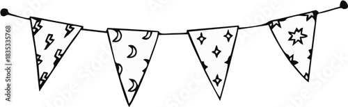 Garland of triangular flags w...