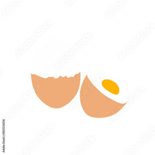 Boiled egg illustration. Chicken egg illustration. Chicken egg flat design