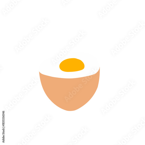 Boiled egg illustration. Chicken egg illustration. Chicken egg flat design