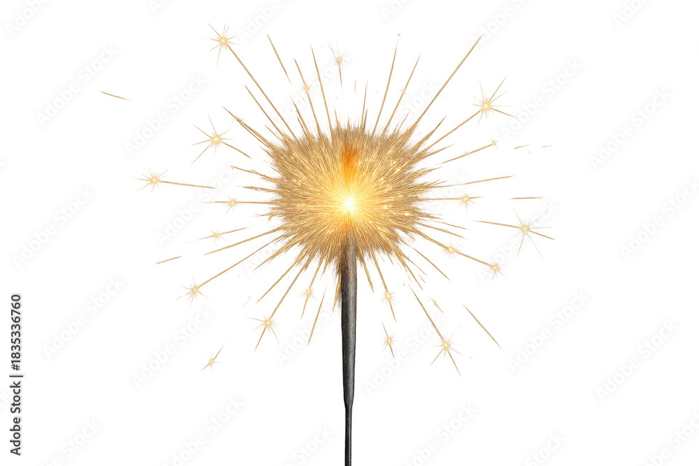 Obraz premium Sparkler burning, radiating bright light and sparks, symbolizing celebration, party, and festive new year events