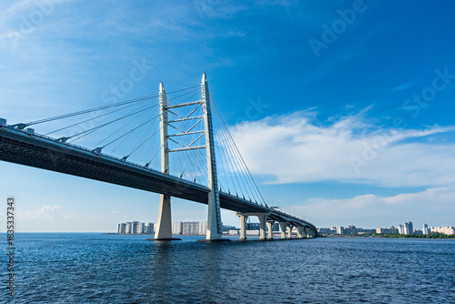 Western High Speed Diameter bridge spanning Neva bay, Saint Petersburg