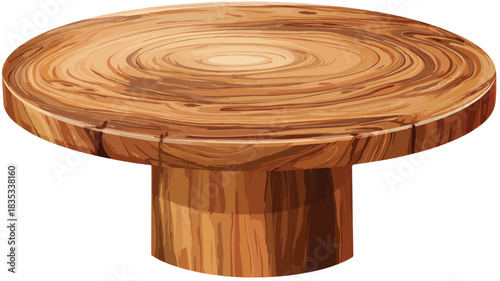 Elegant Wooden Table with Unique Wood Pattern and Circular Design Element