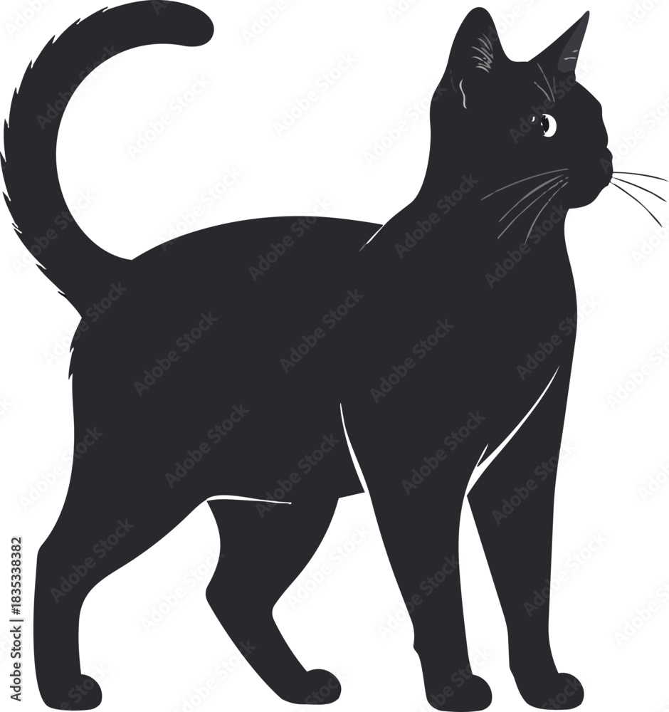 Obraz premium Black Cat Silhouette Minimalist Illustration