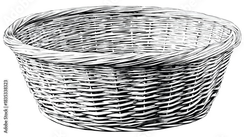 Basket Vector Outline Isolated on White Background for Designs