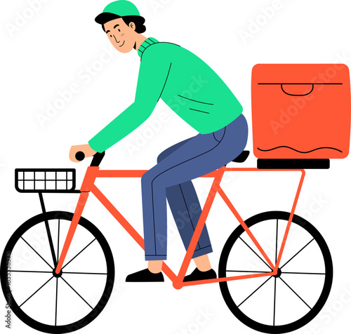 Courier Delivery Man with Bike Vector Illustration