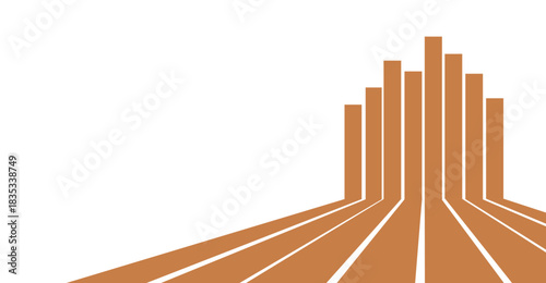 Abstract brown lines converging to create a stylized architectural or cityscape representation.