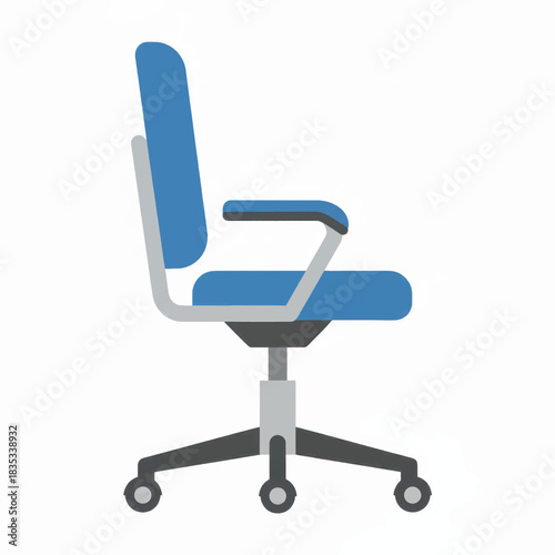 Modern office chair vector illustration. Flat design furniture icon in a side view. Ergonomic workplace seat isolated on a white background.
