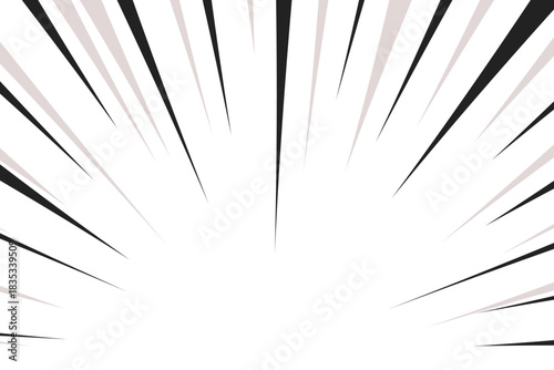 Manga comic explosion, motion or movement effect, vector background. Manga anime cartoon radial speed lines and abstract pattern for comic book burst, flash ray or explode bang action