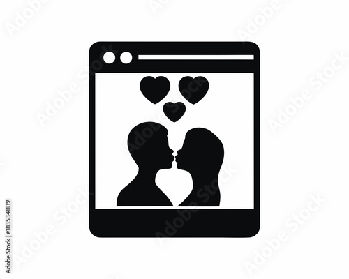 Lovers kissing icon silhouette vector illustration isolated on white background