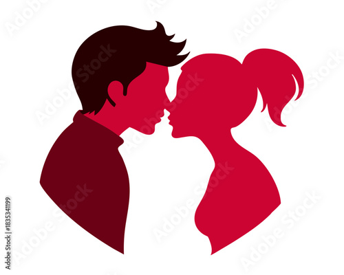Lovers kissing vector illustration isolated on white background