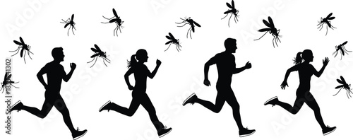 Sweating Runners Pursued by Swarm of Mosquitoes Illustrates Risk of Insect-Borne Disease During Outdoor Exercise in Summer and Tropical Climates