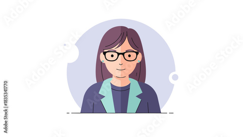 Portrait of a Professional Woman Wearing Glasses Illustration