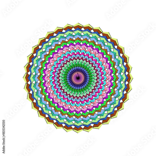 Colorful abstract mandala with intricate geometric patterns and vibrant hues, perfect for design projects