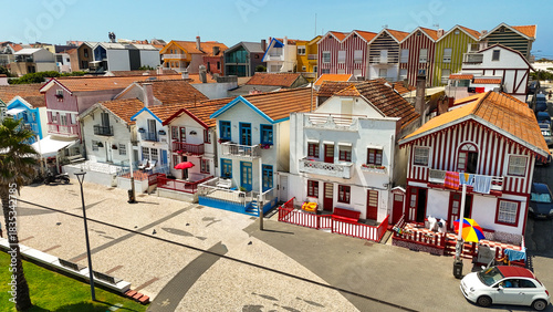 Casas Típicas da Costa Nova, Portugal – Colorful Striped Beach Houses, Traditional Coastal Architecture and Charming Seaside Atmosphere