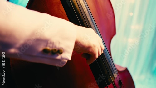 コントラバスを弾いている人の手元の超クローズアップ 5