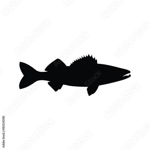 Walleye fish silhouette icon vector flat illustration design.