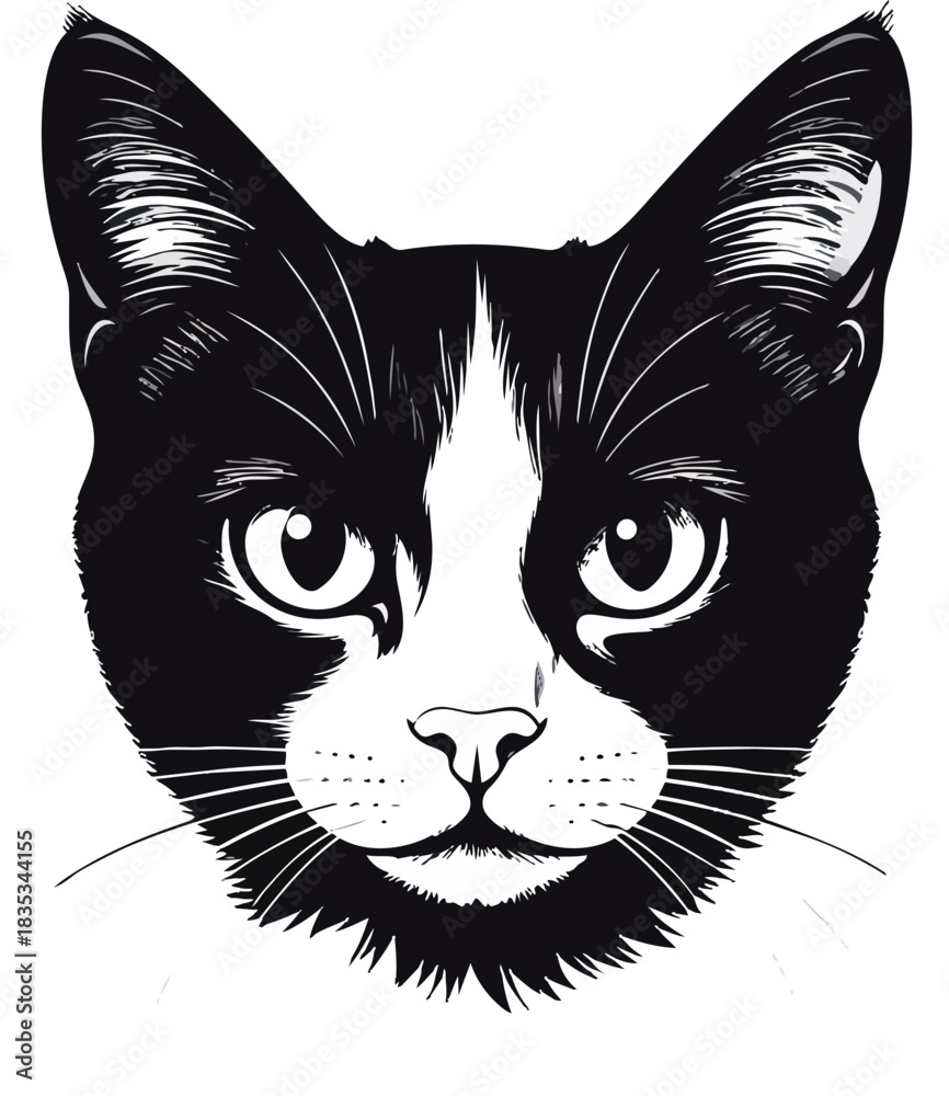 Obraz premium Black Cat Silhouette Minimalist Illustration