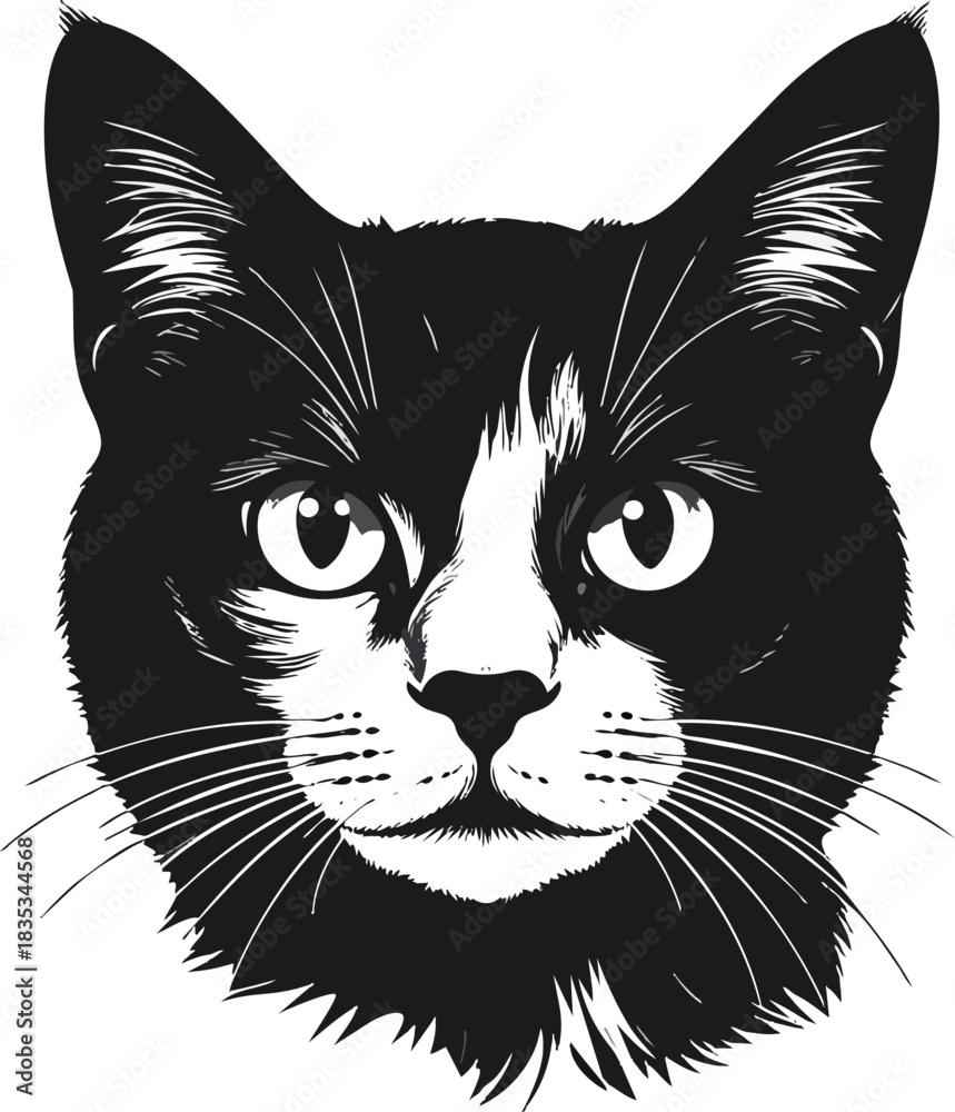 Fototapeta premium Black Cat Silhouette Minimalist Illustration