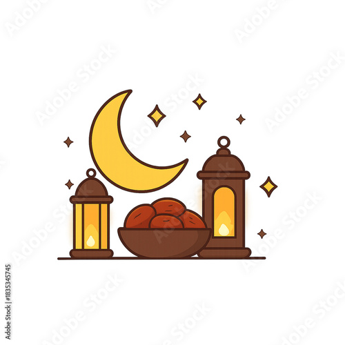illustration of a glass of Ramadan 
Ramadan special 
Ramadan Kareem 
Eid Mubarak 
Islamic icon 

