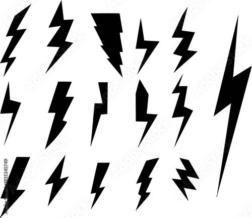 Striking Electric Bolts: A collection of dynamic lightning bolt illustrations, perfect for conveying energy, power, and electrifying concepts.