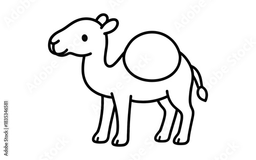 Simple camel outline for kids coloring book page design