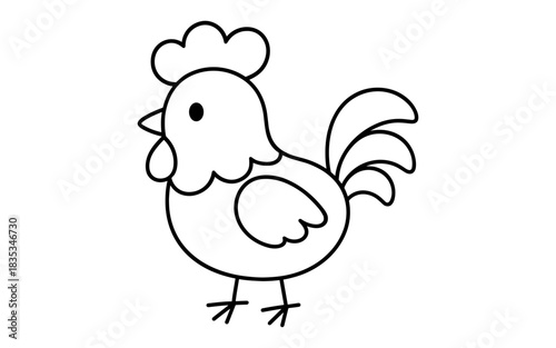 Simple outline of a rooster for kids' coloring books