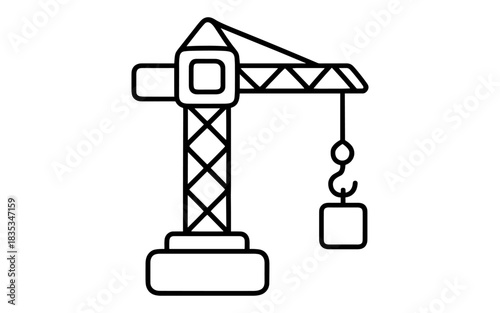 Minimalist crane icon depicting construction in linear design