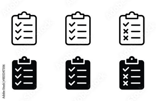 Checklist and task approval icon collection for forms productivity and reviews