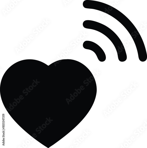 Heart With Wireless Signal Telehealth Icon