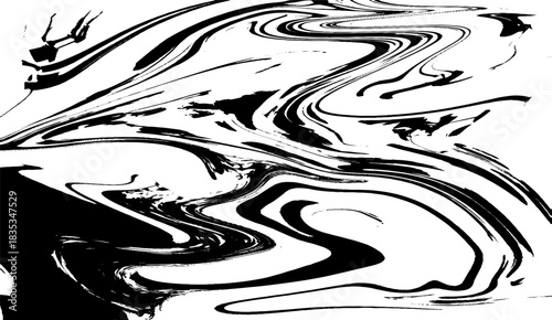 Abstract grunge background. Ink marbling texture. Black and white. Hand drawn marble illustration, ebru aqua paper and silk print. Traditional Turkish ebru technique. Painting on water. Distress.