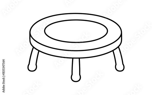 Minimalist line art of a small trampoline in black and white style