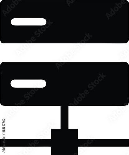 Server Rack With Data Flow Lines Icon