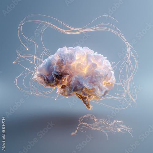 Glowing Artificial Brain Neural Mesh Concept