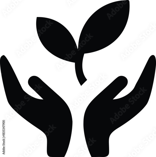 Hands Holding Plant Bold Icon