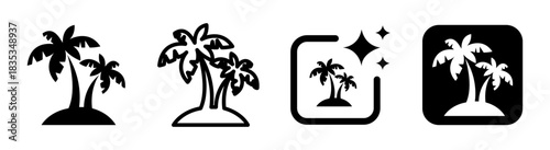 Palm trees icon illustration with transparent background depicting tropical nature, beach vibes, and vacation scenery