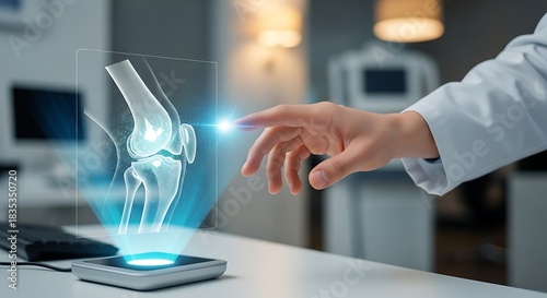 Human Knee Hologram Examination Doctor Assessing Bone Health