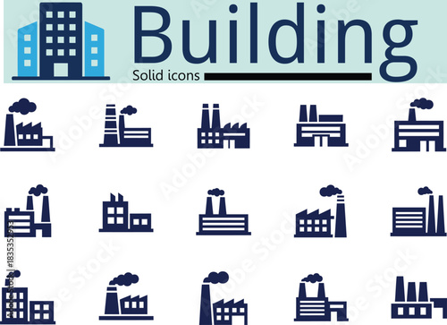 Collection of industrial building icons for design projects