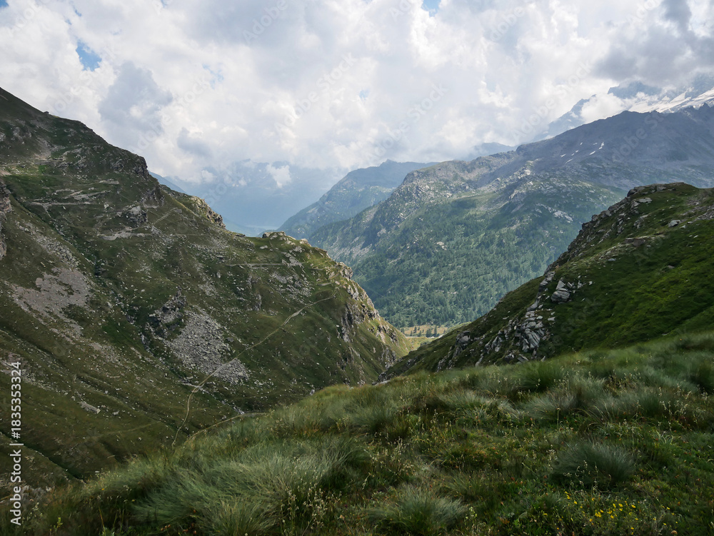 Fototapeta premium Nivolet Hill (Colle del Nivolet) . Gran Paradiso National Park, Alps, Piedmont, Italy.