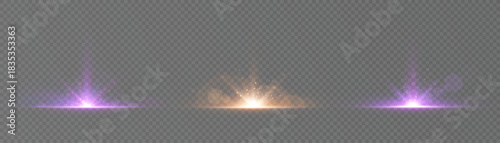 A set of magical light flashes on a light transparent background for teleportation, strike, and spell effects in games, fantasy, and visual effects design.