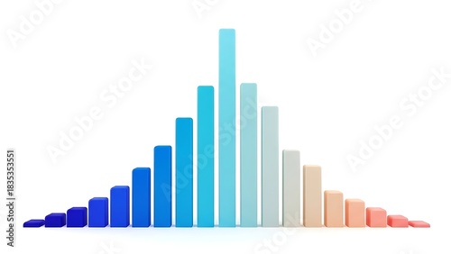 Colorful 3d bar chart showing distribution and growth