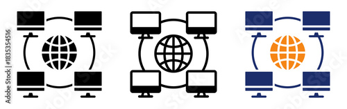 Web Connection Icon Collection Glyph & Mixed Style 