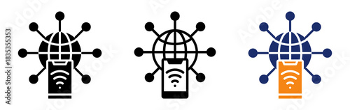 Mobile Network Icon Collection Glyph & Mixed Style 